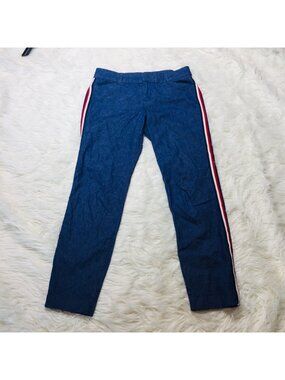 Old Navy Pants Womens 2Pixie Mid Rise Side Stripe Ankle Denim Linen Blend